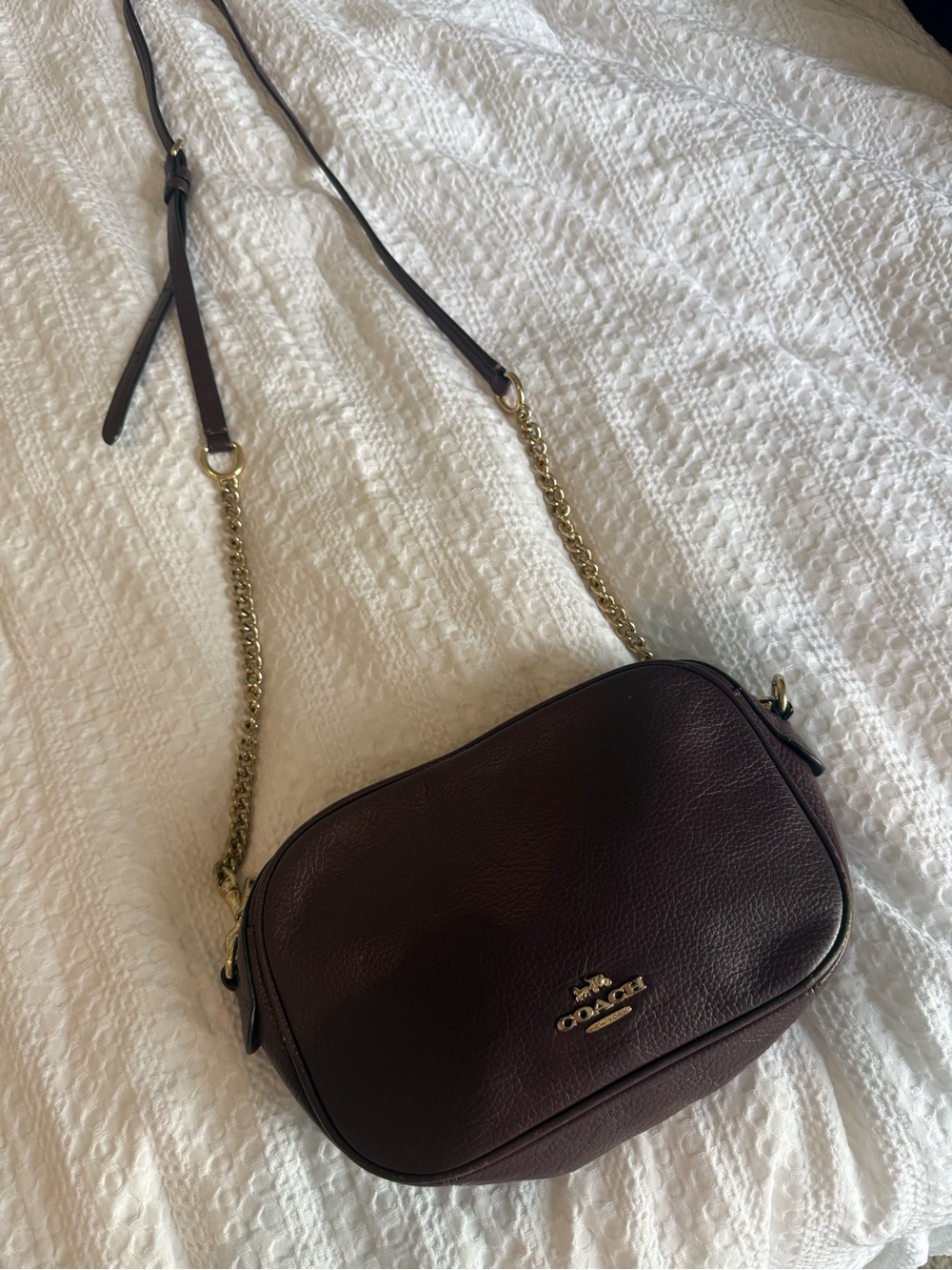 Coach Plum Crossbody with Gold Chain